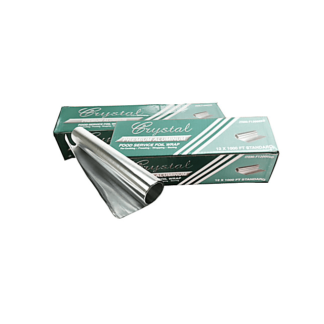 Aluminum foil roll 12X1000 with steel cutter box dispenser design Crystal