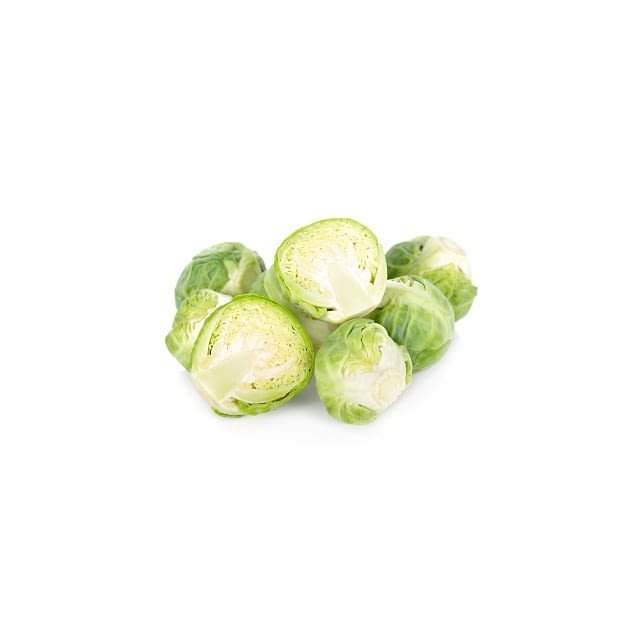Trimmed and halved brussel sprouts