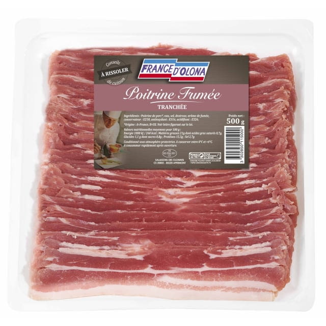 Poitrine fumée tranchée