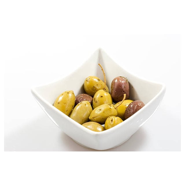 Marinated mixed pitted olives
