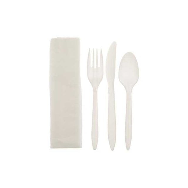 Cutlery white hw  spoon fork knife napkin Sleek 4 pieces