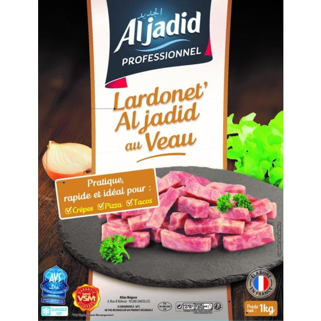 Lardon de veau Aljadid AVS halal surgelé