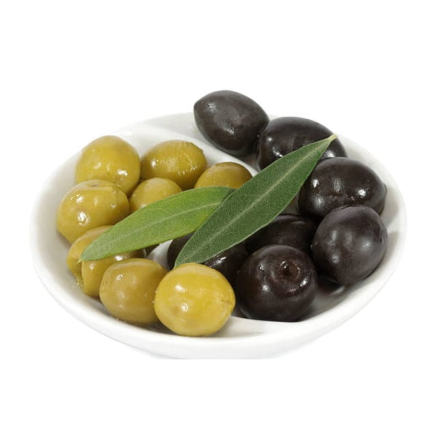Green and black olives