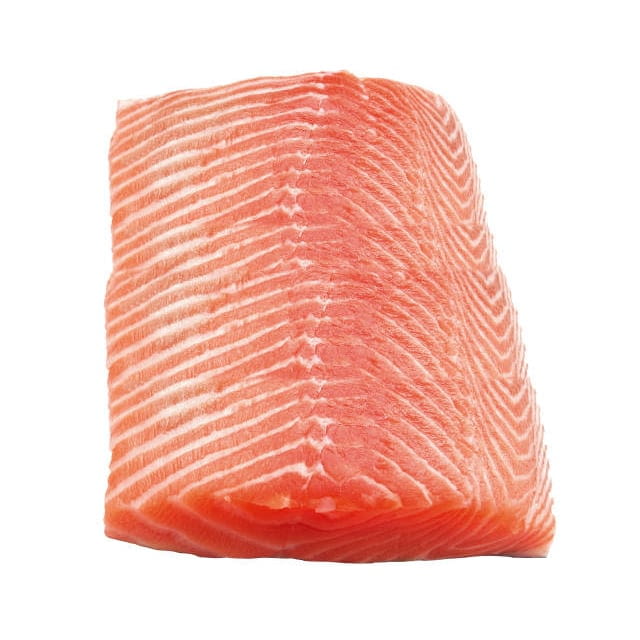 Farmed salmon fillet skin on
