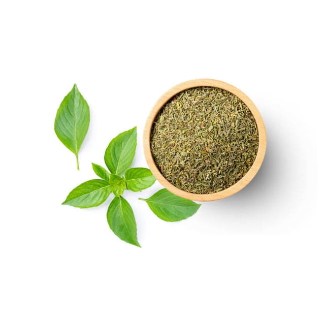 Basilic séché en feuille