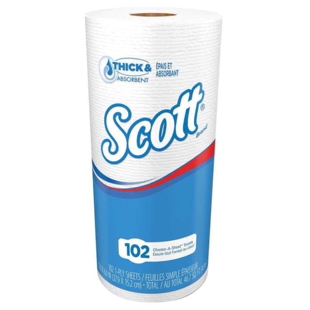 1 ply white towel roll kitchen sheets Scott 102 4.8x11