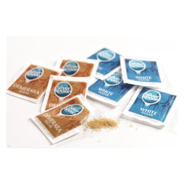 White sugar sachets