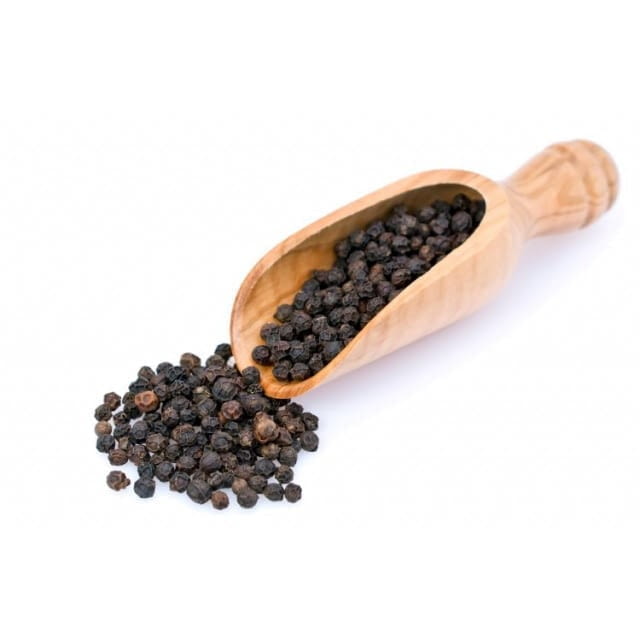 Whole black peppercorns